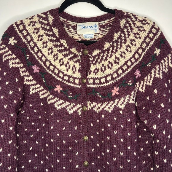 Deans of Scotland Women's Vintage Fair Isle Shetland Wool Hand-Knit Sweater Sz S - Picture 4 of 7